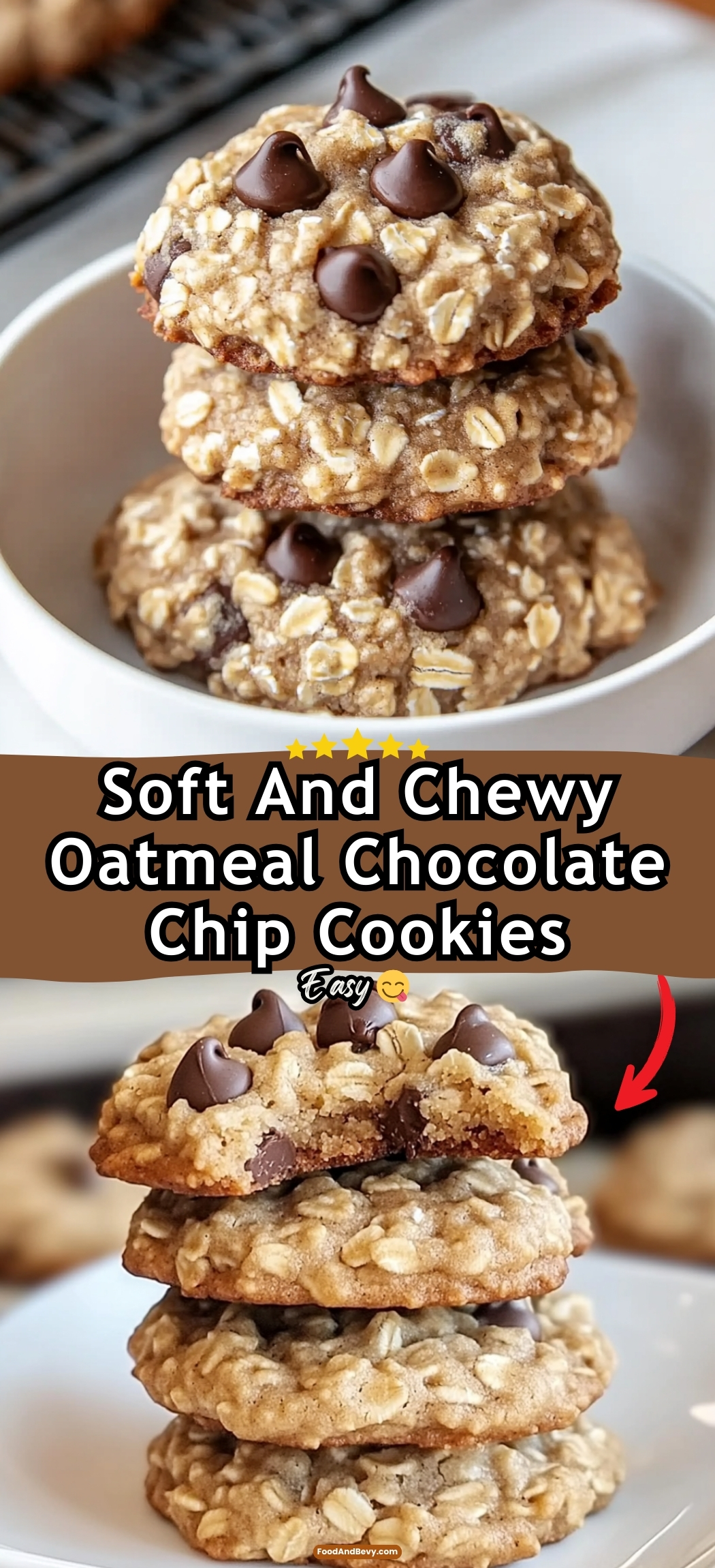 Soft And Chewy Oatmeal Chocolate Chip Cookies