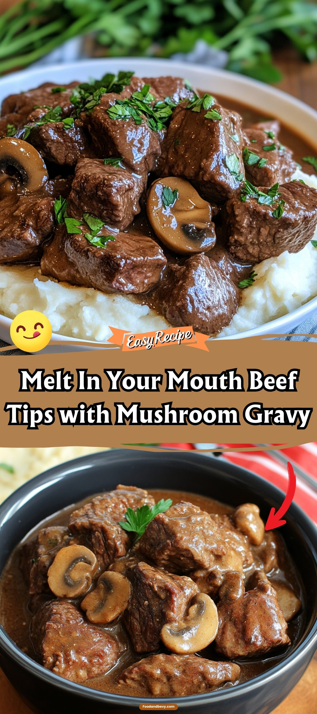 Melt In Your Mouth Beef Tips with Mushroom Gravy