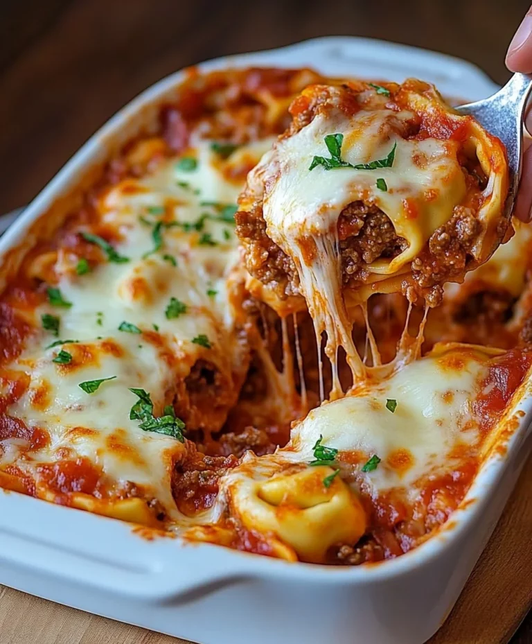 Cheesy Baked Tortellini With Meat Sauce