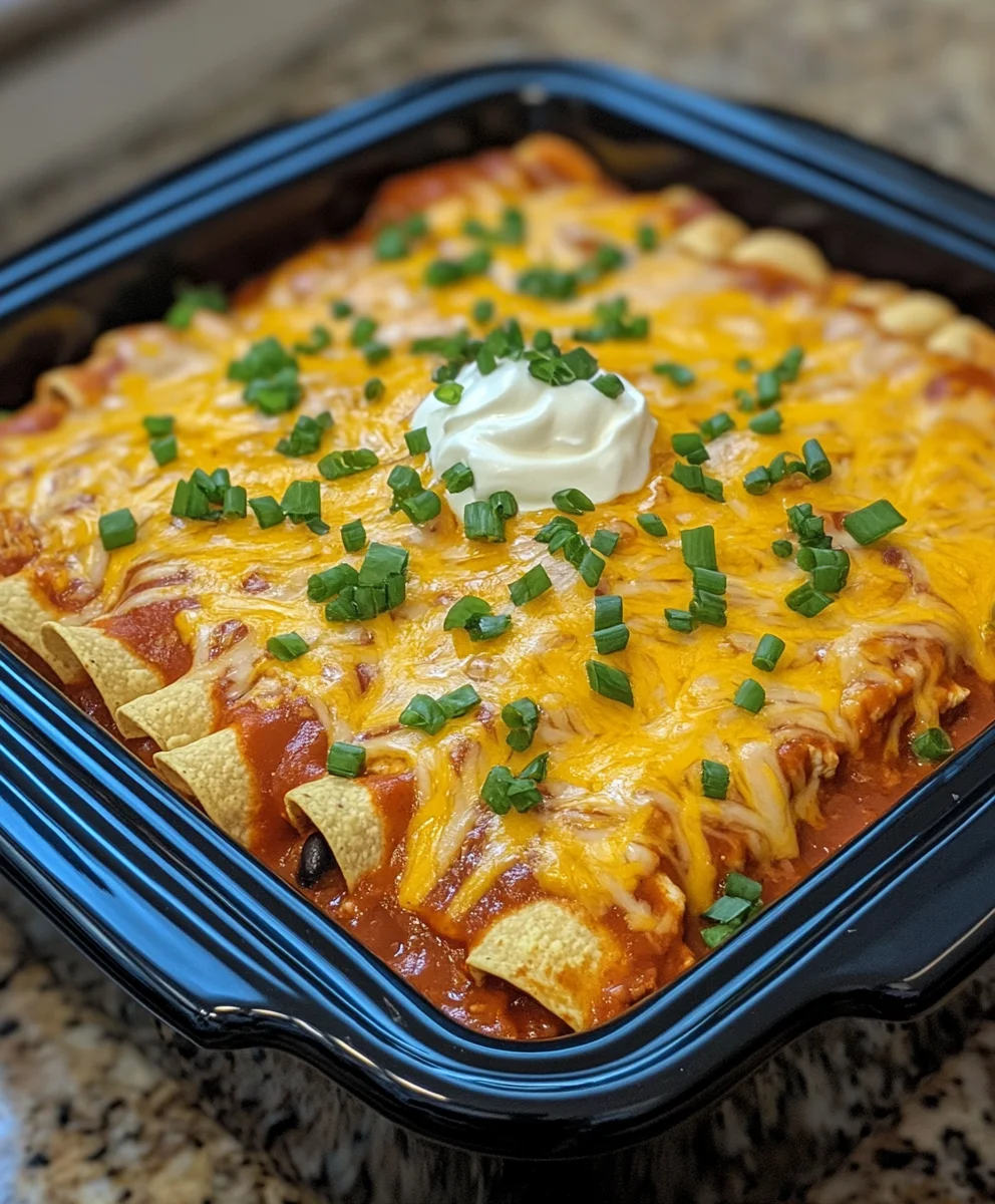 Slow Cooker Chicken Enchilada Casserole