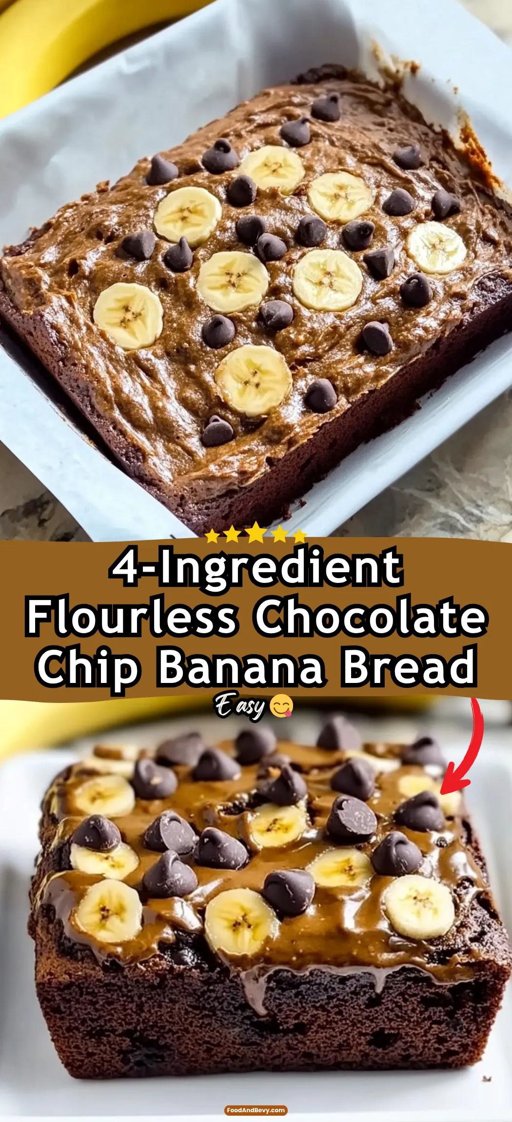 4-Ingredient Flourless Chocolate Chip Banana Bread