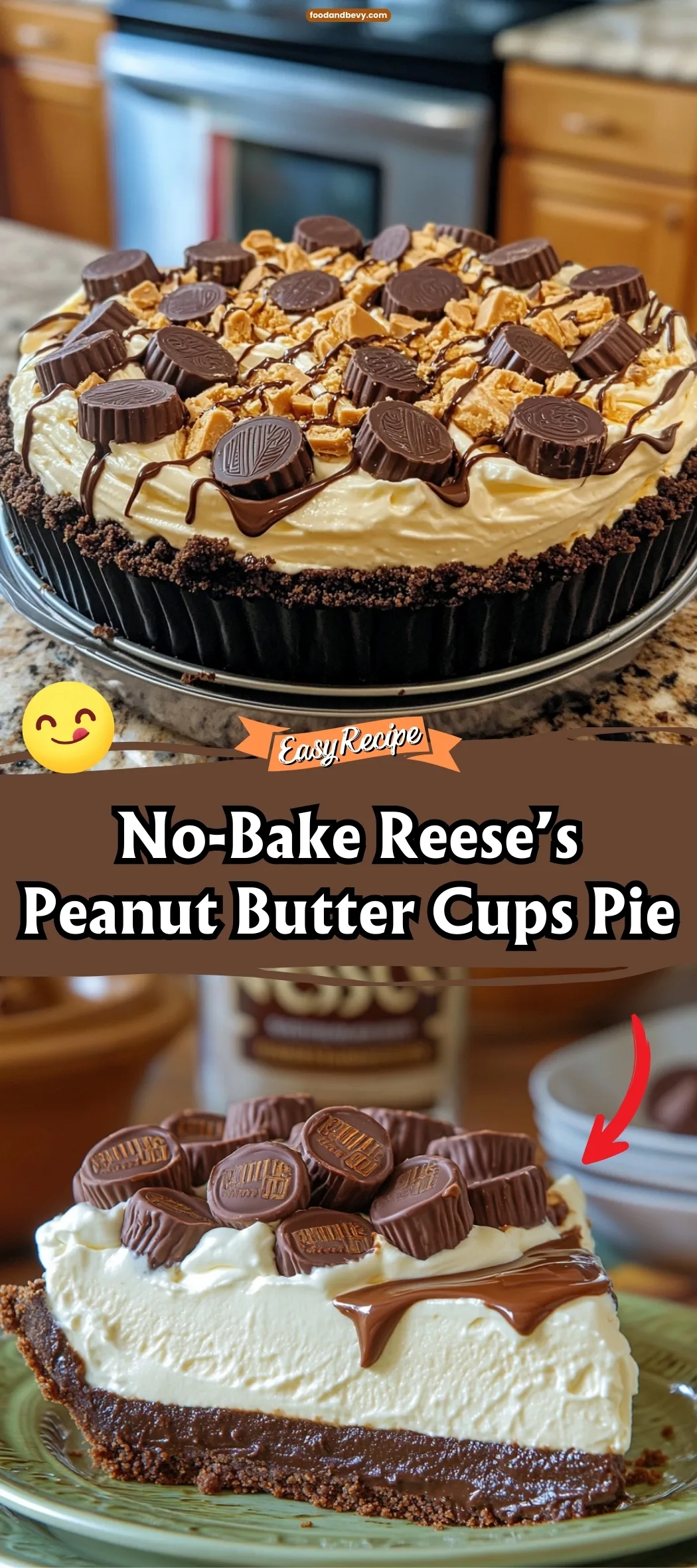 No-Bake Reese’s Peanut Butter Cups Pie