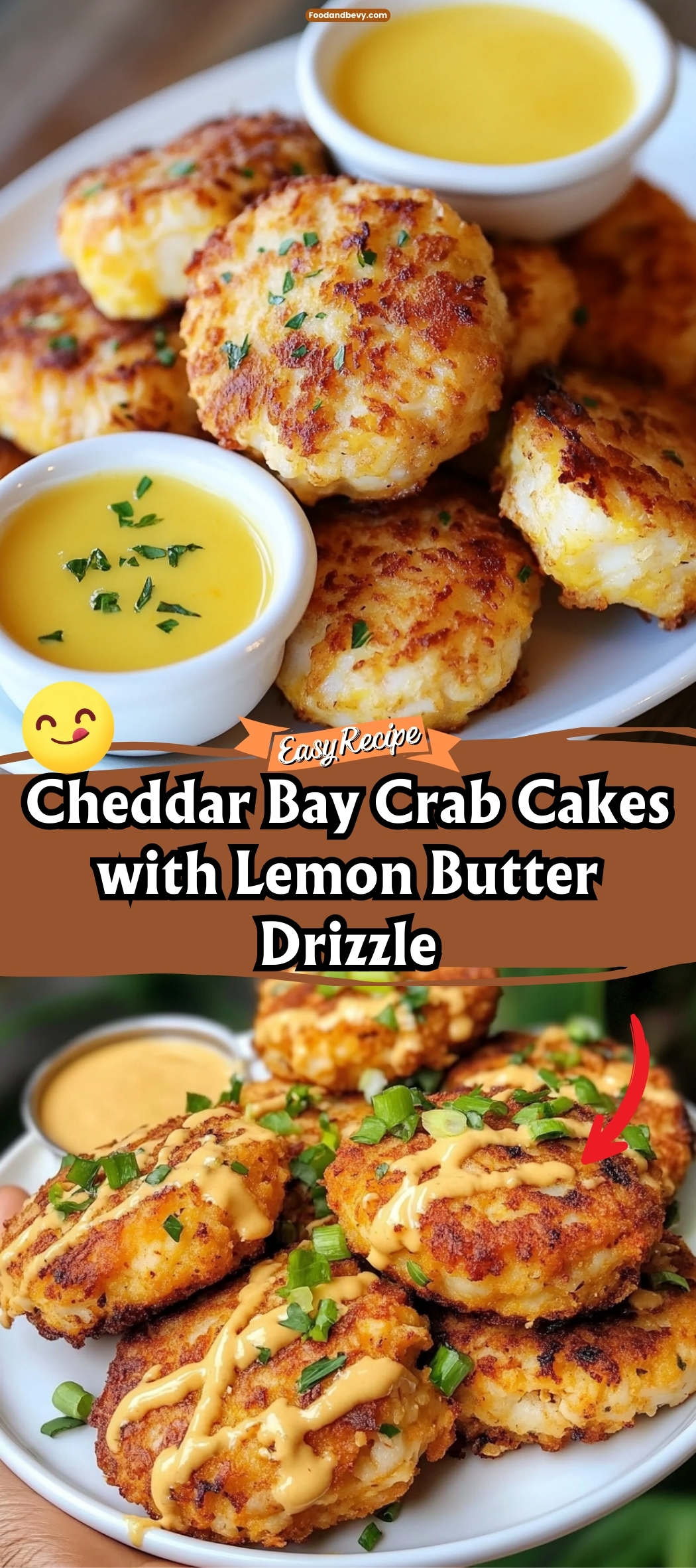 Cheddar Bay Crab Cakes with Lemon Butter Drizzle