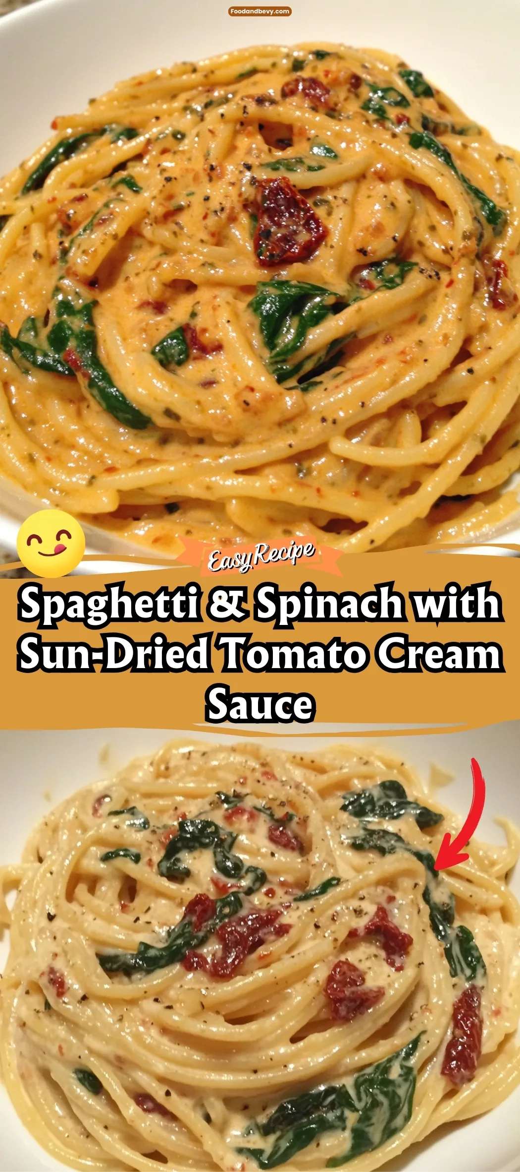 Spaghetti & Spinach with Sun-Dried Tomato Cream Sauce