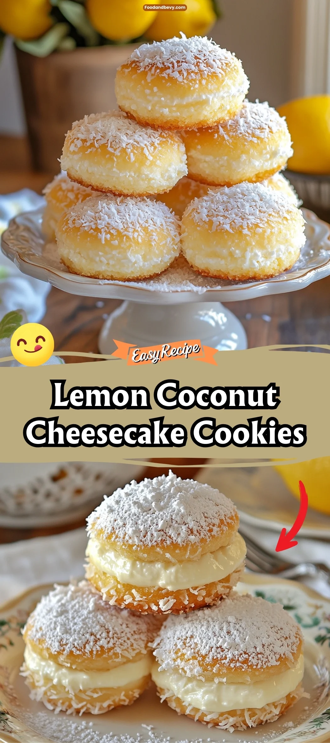 Lemon Coconut Cheesecake Cookies