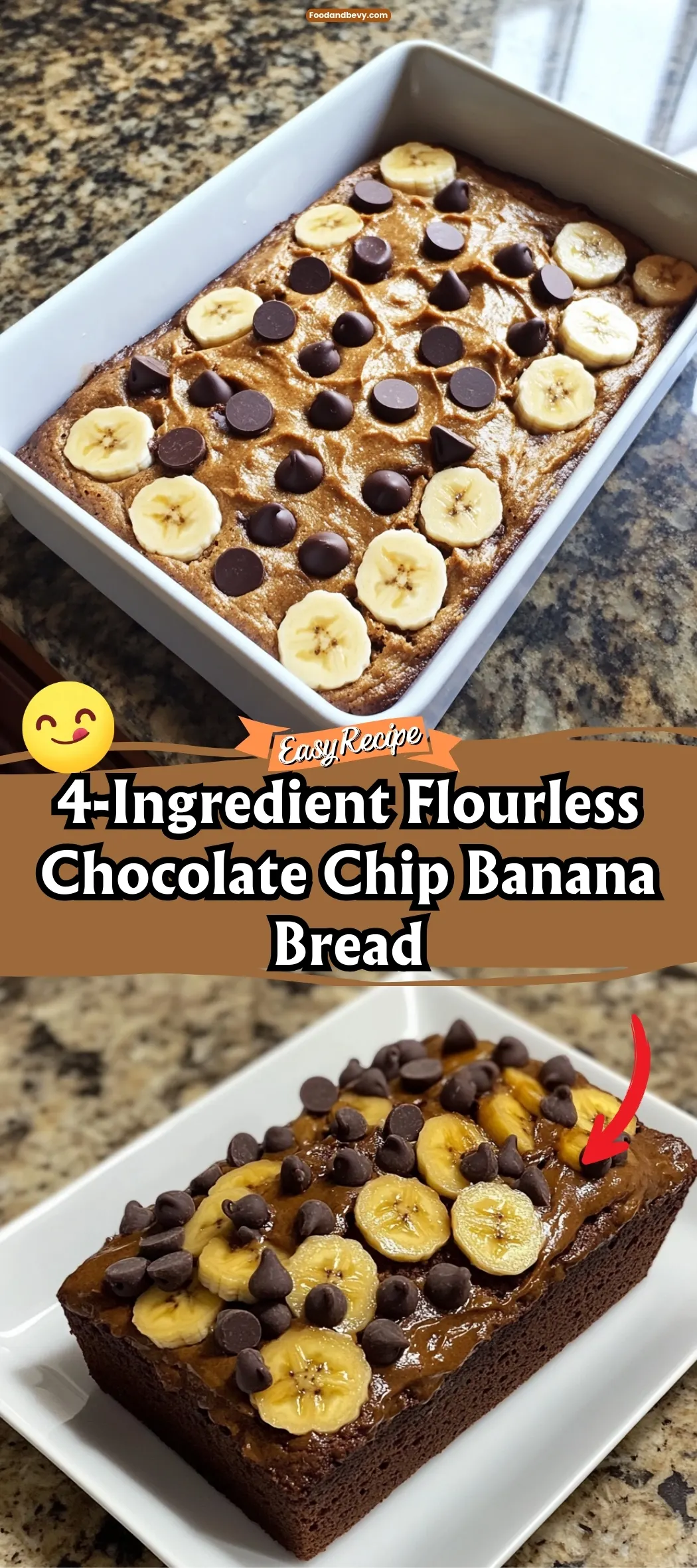 4-Ingredient Flourless Chocolate Chip Banana Bread