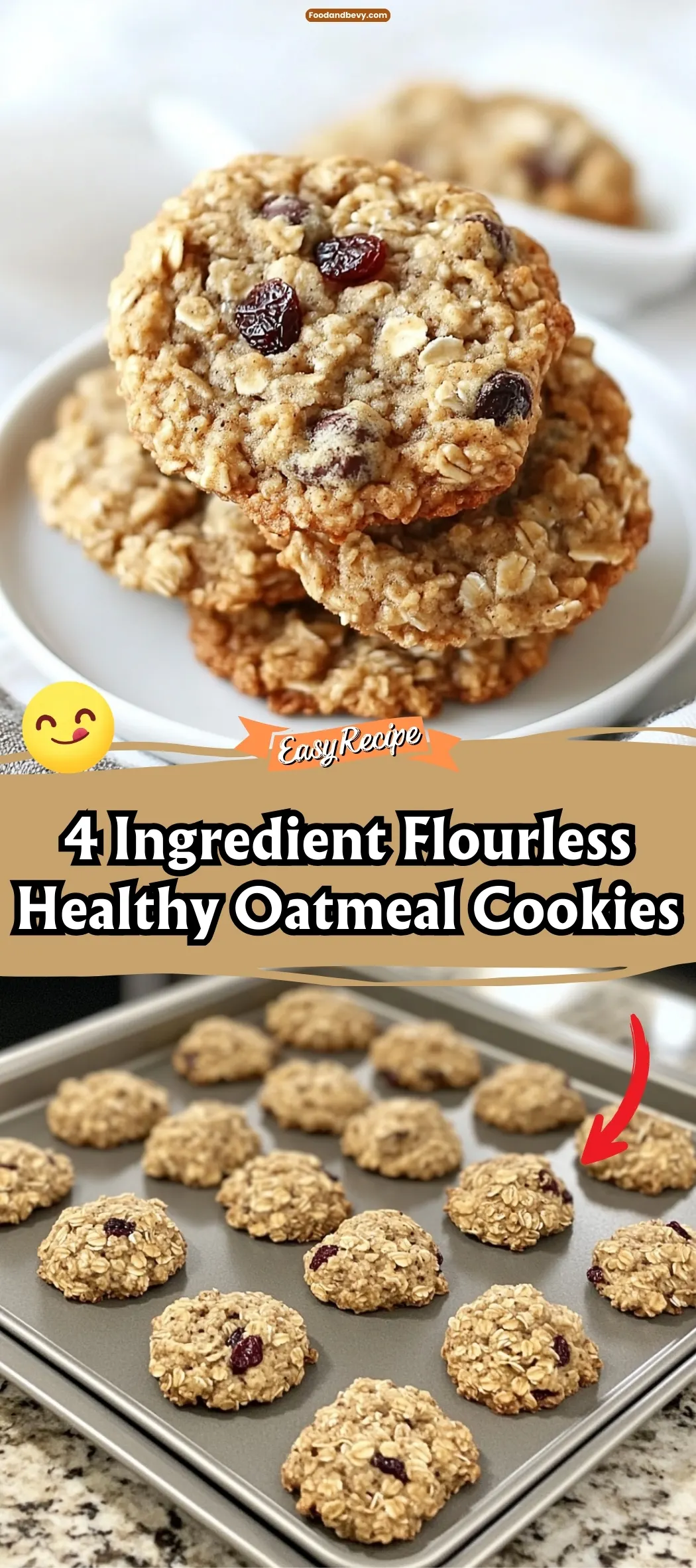 4 Ingredient Flourless Healthy Oatmeal Cookies