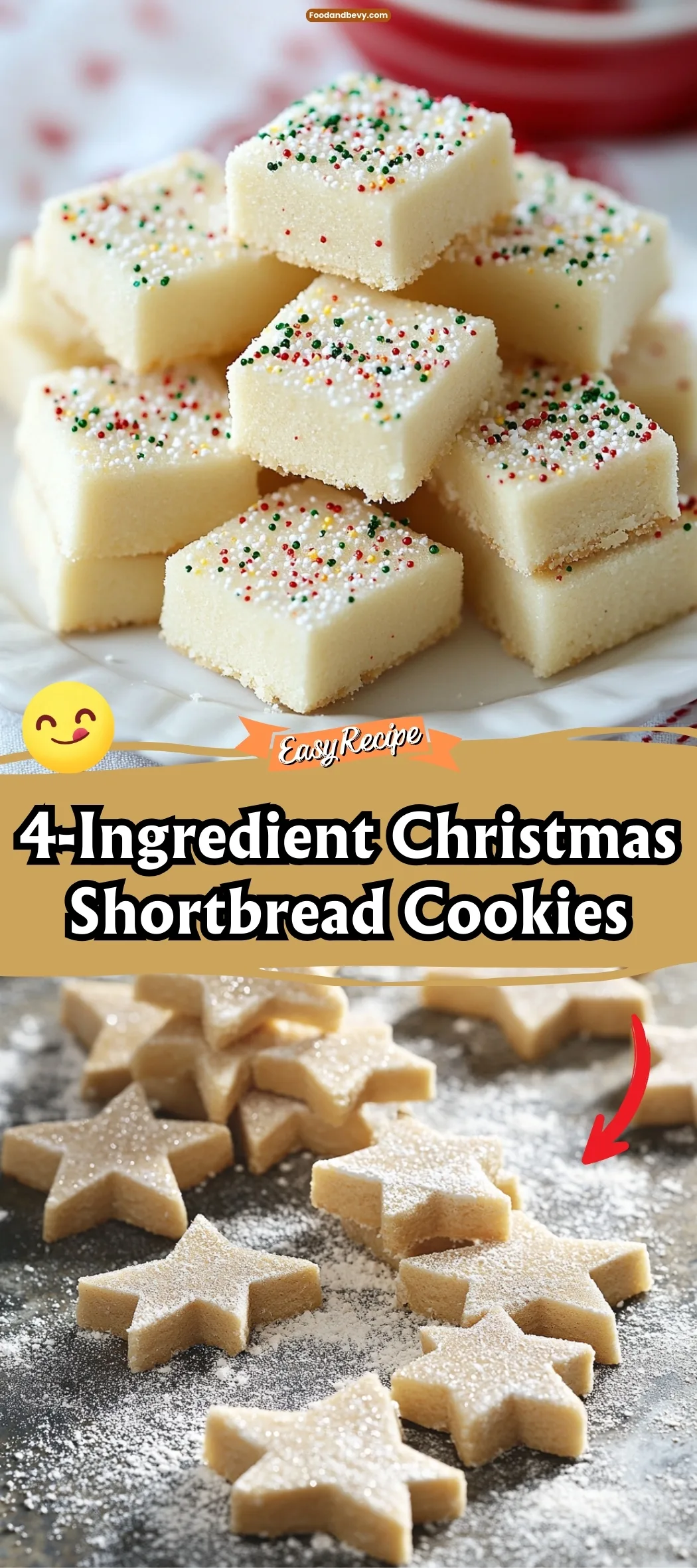 4-Ingredient Christmas Shortbread Cookies
