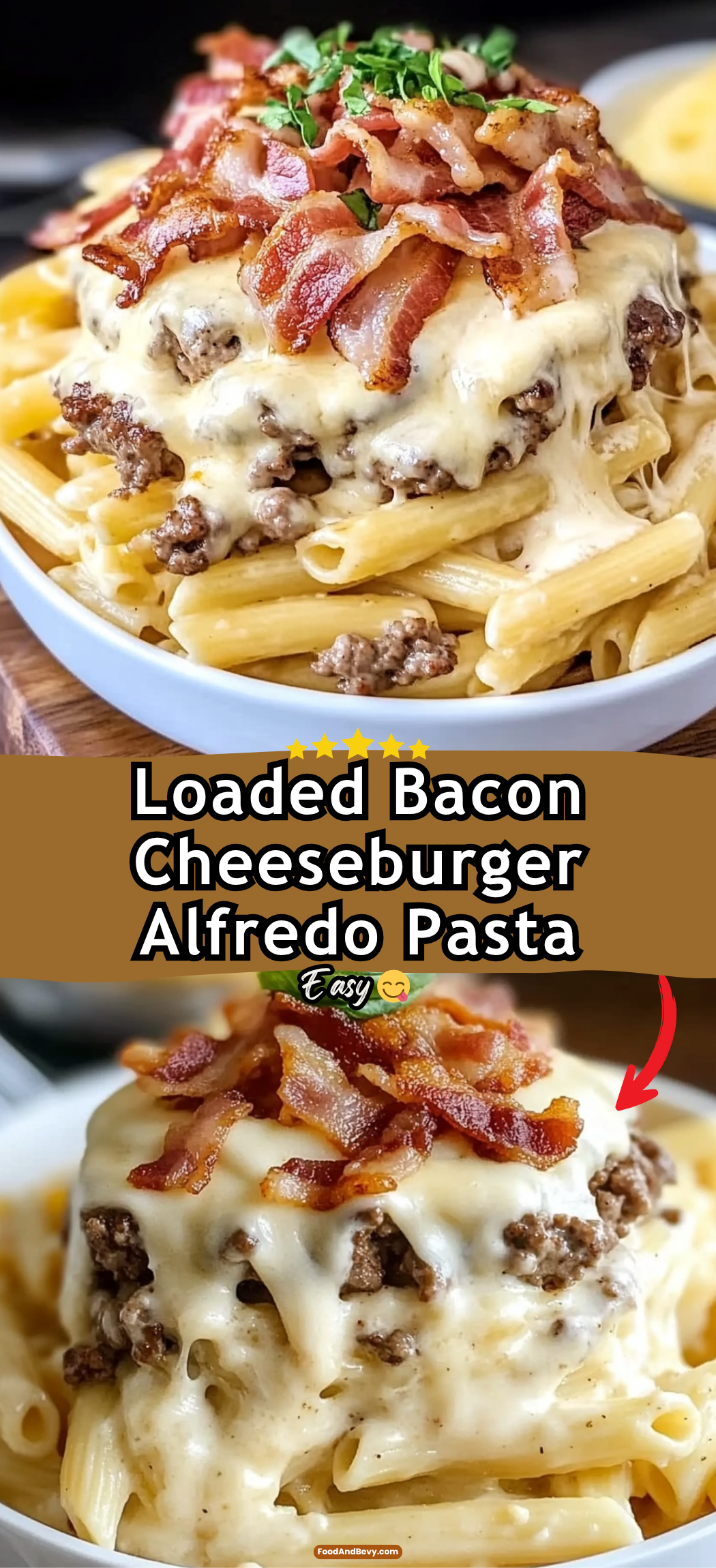 Loaded Bacon Cheeseburger Alfredo Pasta
