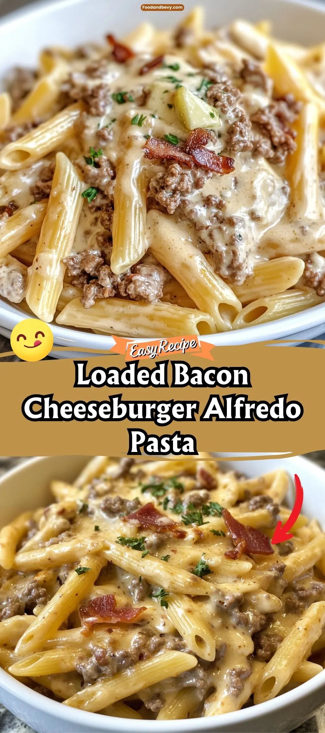 Loaded Bacon Cheeseburger Alfredo Pasta