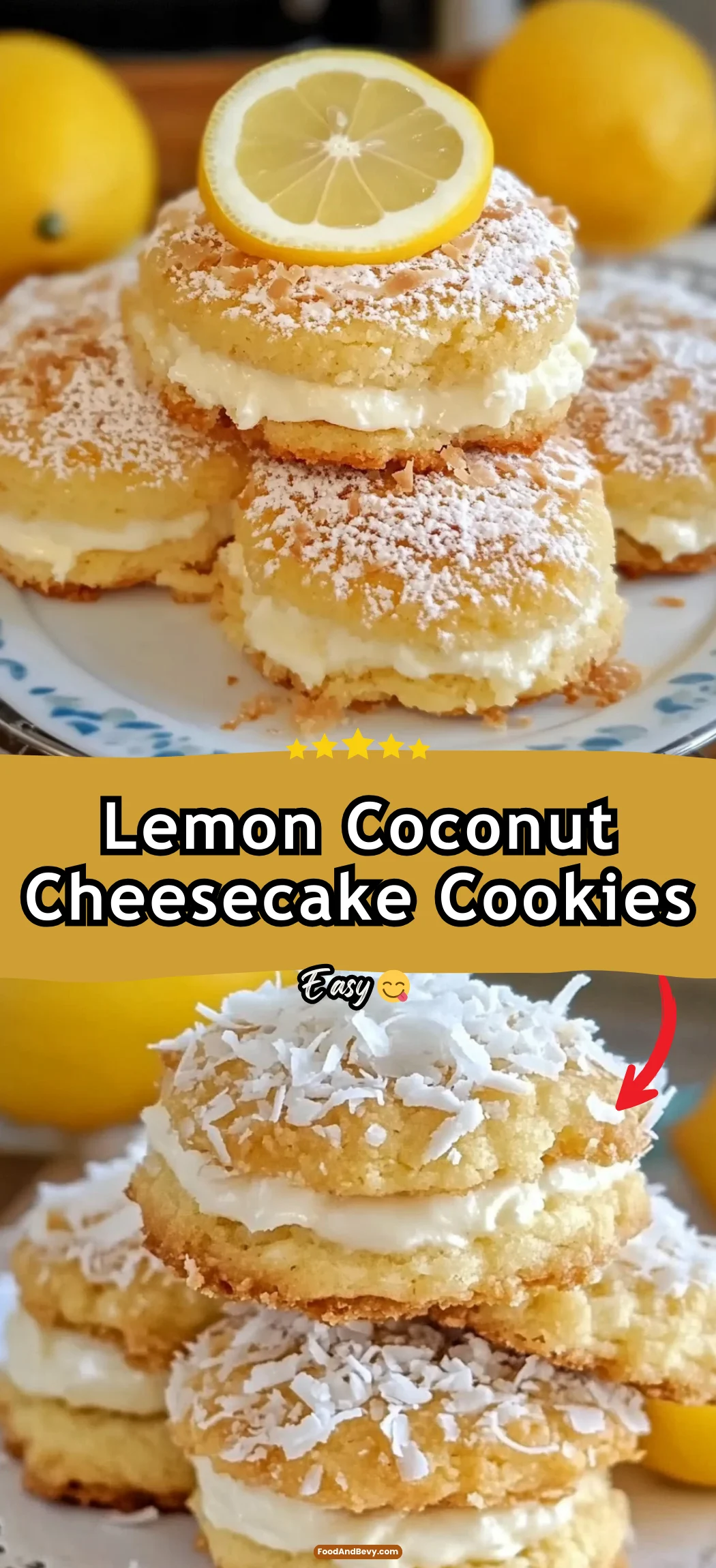 Lemon Coconut Cheesecake Cookies