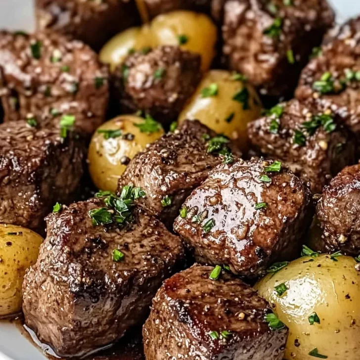 Air Fryer Garlic Butter Steak Bites and Potatoes
