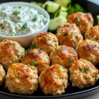Greek Chicken Meatballs with Homemade Tzatziki