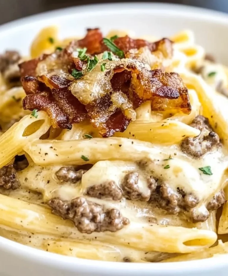 Loaded Bacon Cheeseburger Alfredo Pasta