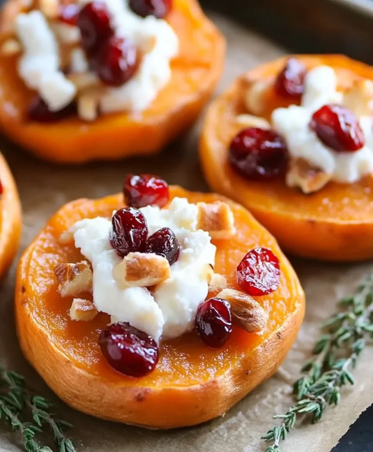 Sweet Potato Rounds with Goat Cheese & Cranberries