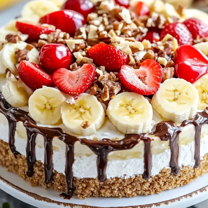 Heavenly No-Bake Banana Split Cheesecake