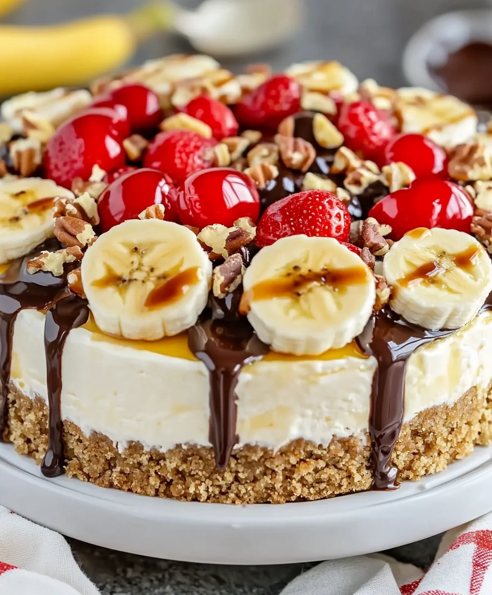 Heavenly No-Bake Banana Split Cheesecake