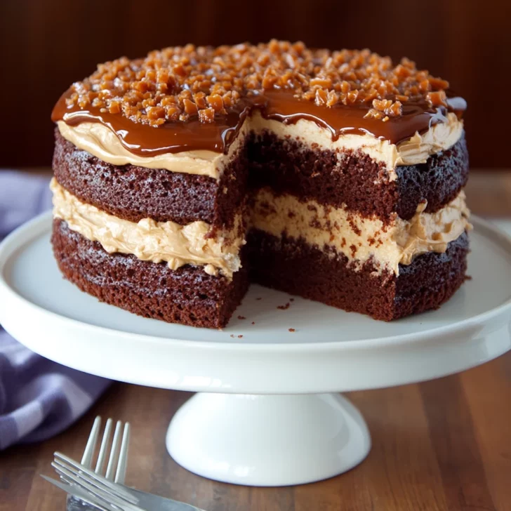 Chocolate Caramel Toffee Crunch Cake