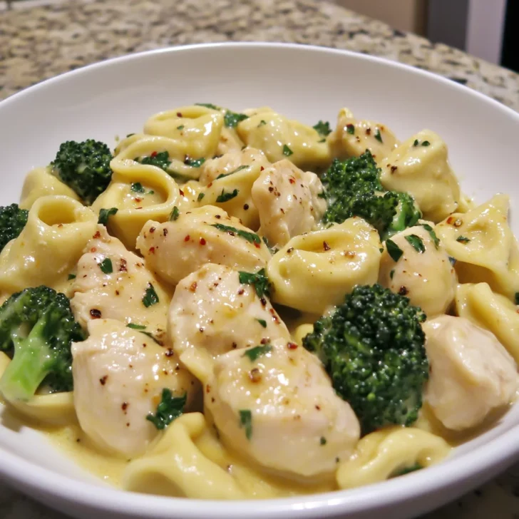 Garlic Parmesan Tortellini with Chicken and Broccoli