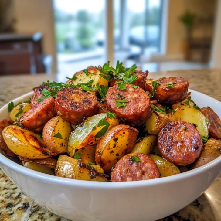 Oven Roasted Smoked Sausage & Potatoes