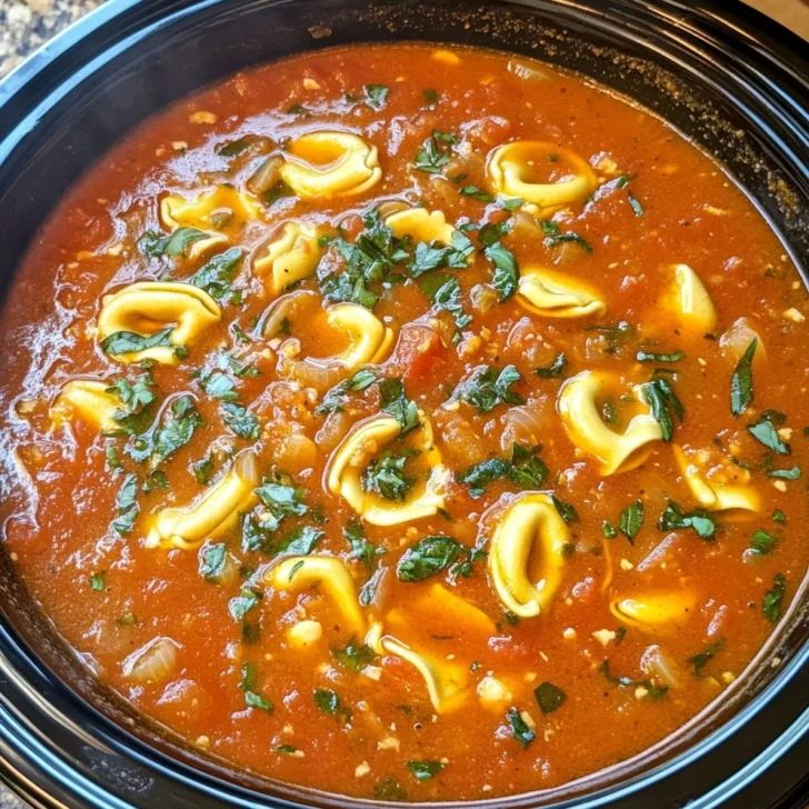 Slow Cooker Tomato Tortellini Soup