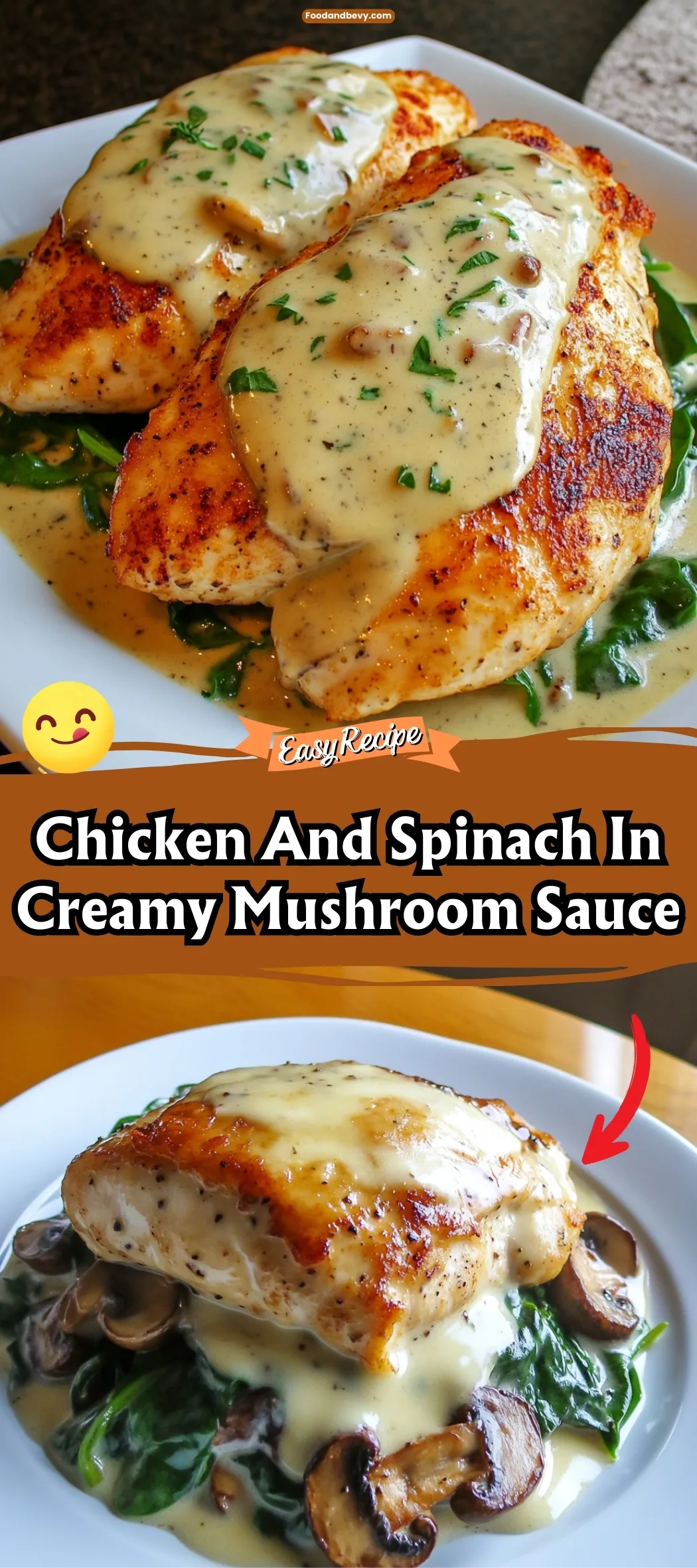 Chicken And Spinach In Creamy Mushroom Sauce