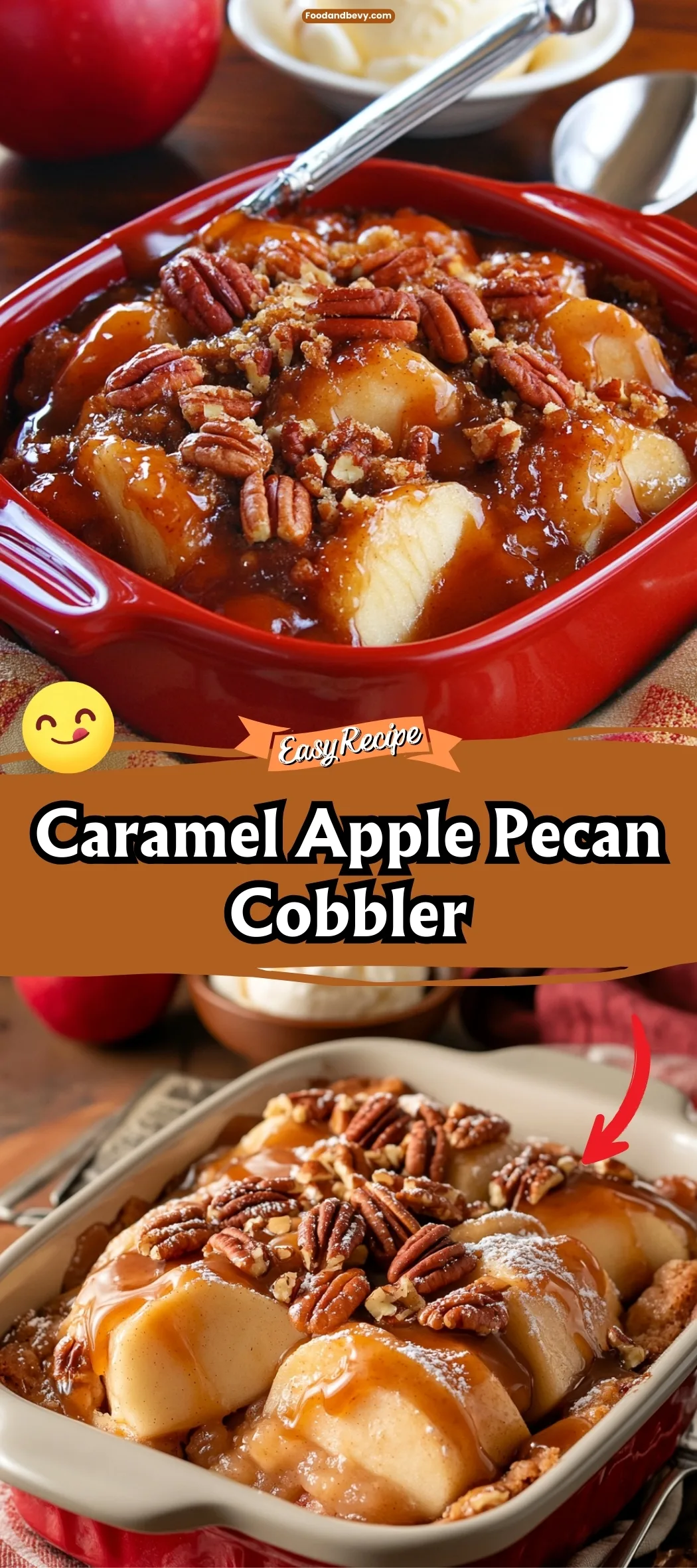 Tasty Caramel Apple Pecan Cobbler