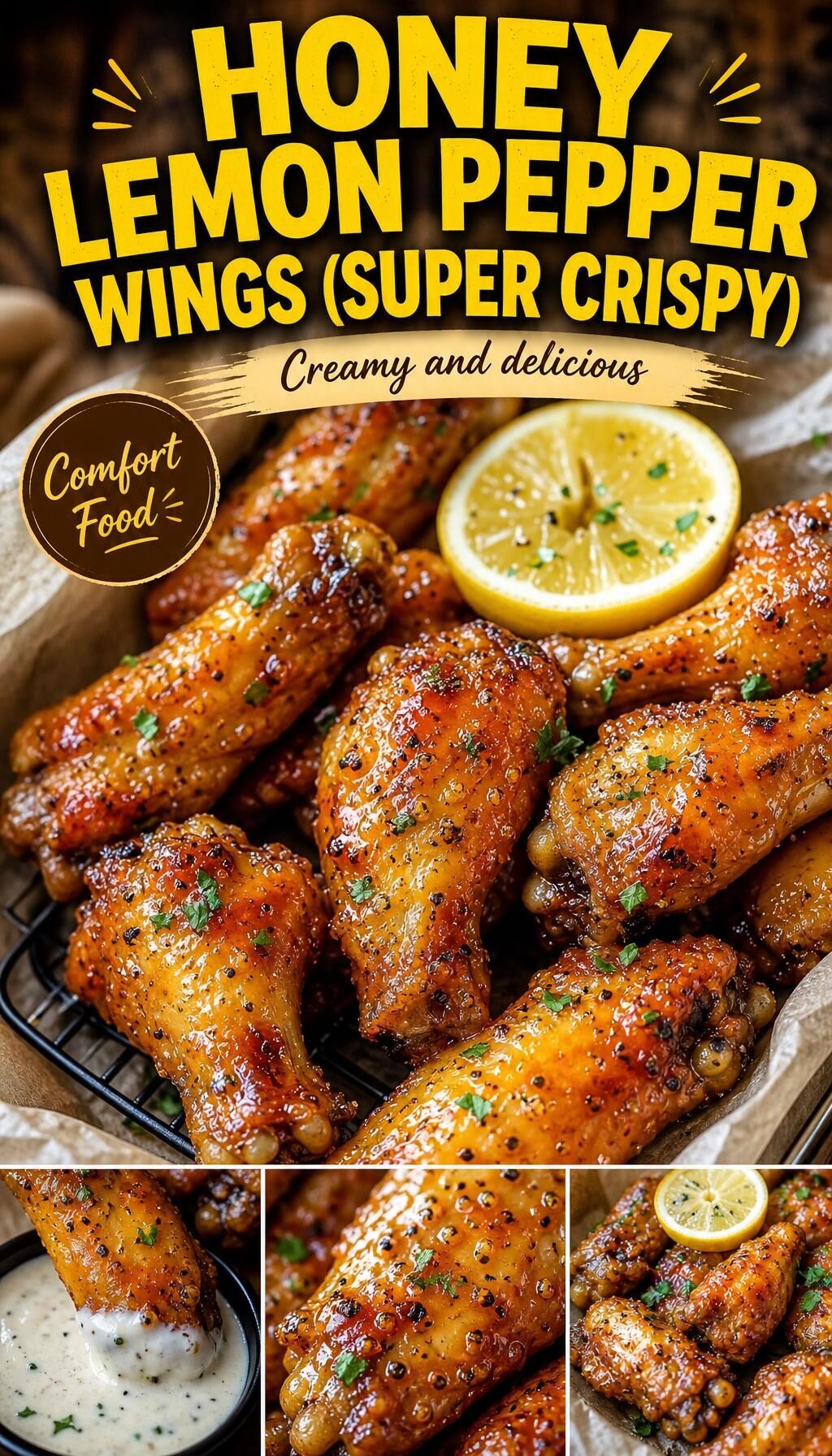 Honey Lemon Pepper Wings (Super Crispy)
