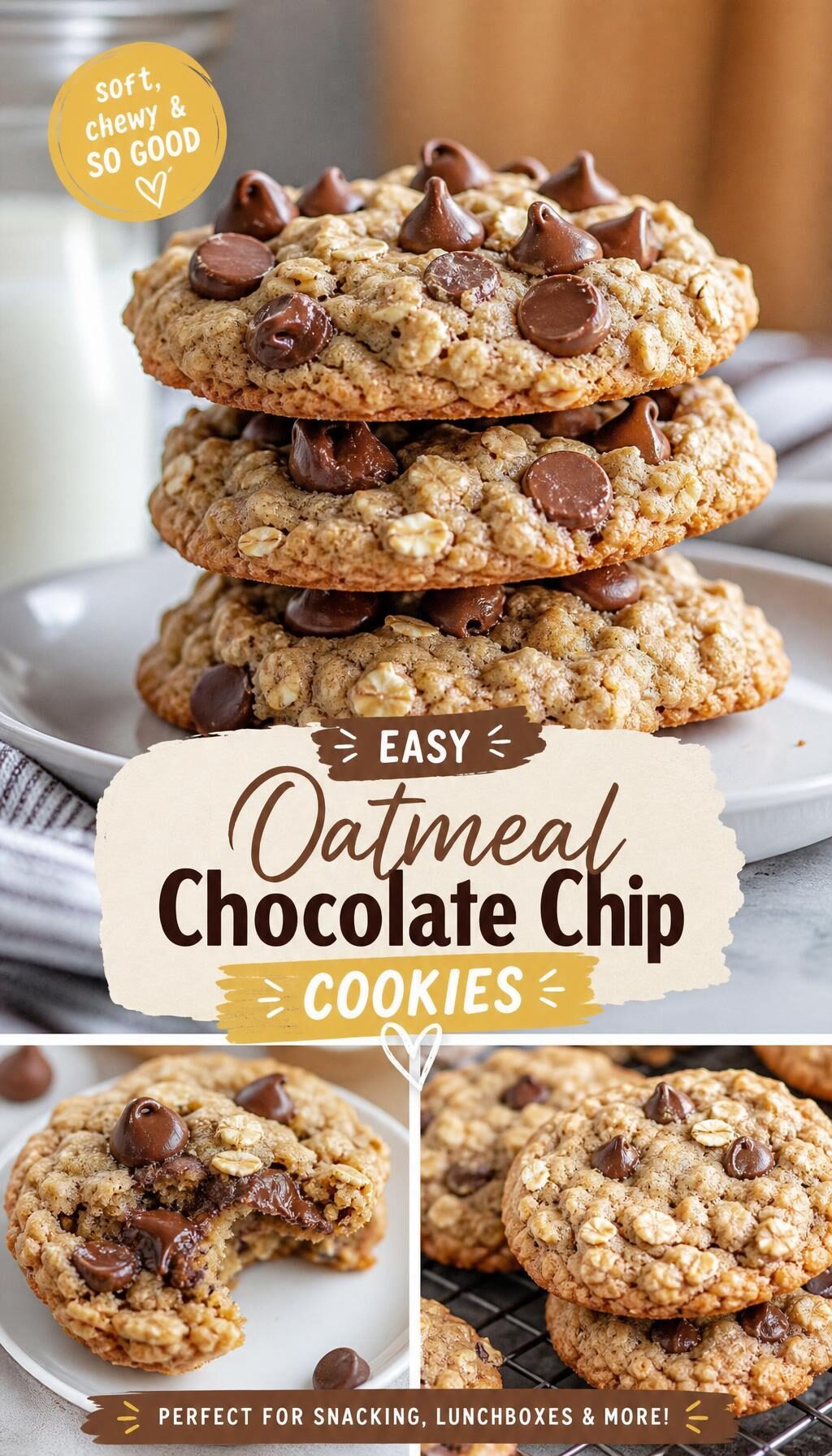 Soft And Chewy Oatmeal Chocolate Chip Cookies