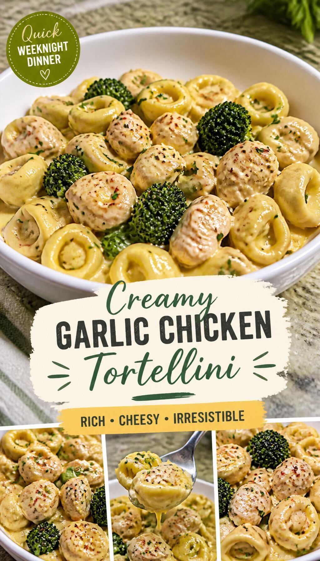 Garlic Parmesan Tortellini with Chicken and Broccoli