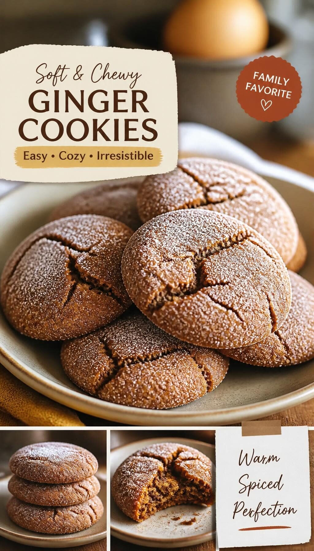 Gingerbread Crinkle Cookies